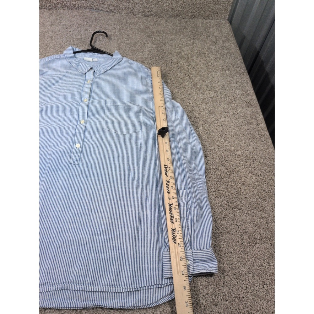 Gap Womens XL Blue White Striped‎ Cotton Long Sleeve Button Down Shirt Pocket - Picture 6 of 8